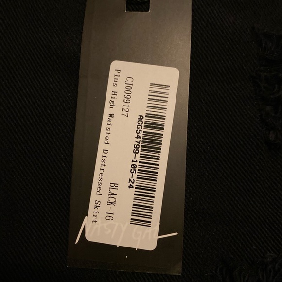 Plus High Waisted Distressed Skirt - Picture 2 of 4